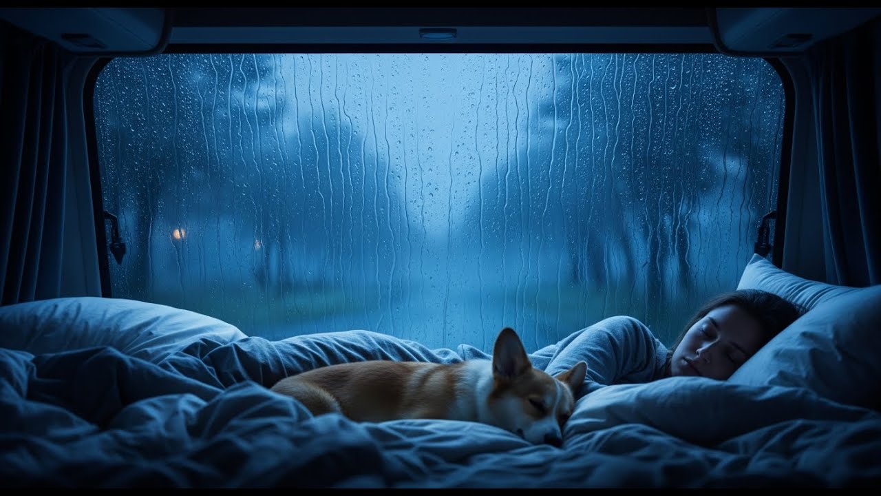 99% Stress Relief | Heavy Rain for Sleeping | Thunderstorm Outside Cozy Car Window