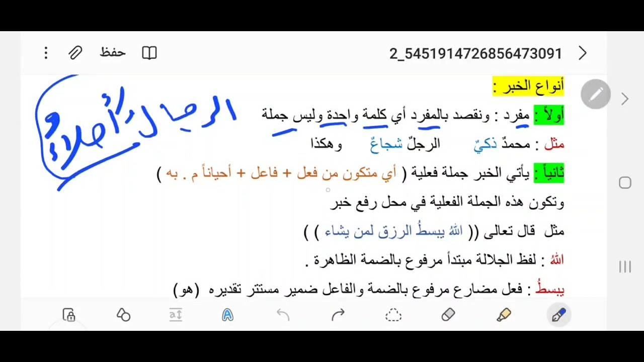 المبتدأ و الخبر ( الثاني المهني و التجاري والزراعي والفنون لكل الفروع )