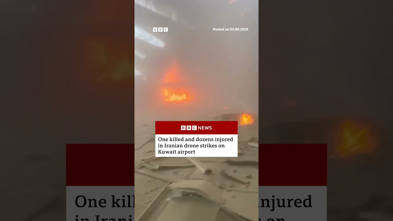 One killed and dozens injured in Iranian drone strikes on Kuwait airport. #BBCNews