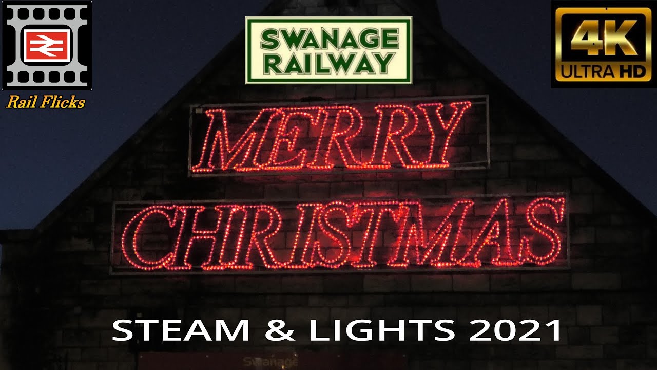 Swanage Railway Steam & Lights Xmas 2021 - (Incl. Fantastic Aerial Photography) - 4K.