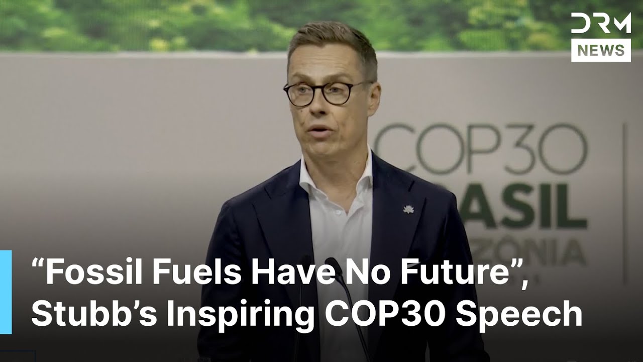 Prezydent Finlandii Alexander Stubb wygłasza mocne i inspirujące orędzie na temat klimatu na COP3...