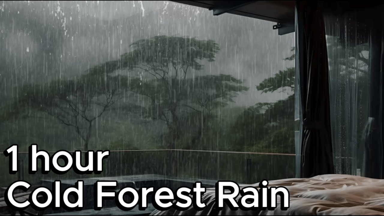 Heavy Rain Outside Balcony – 1 Hour of Cozy Room & Forest Ambience | Sleepstorm