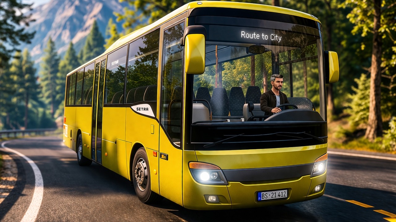 Driving a Setra S412 on a Long Route with 5 Stops - Bus Simulator 21