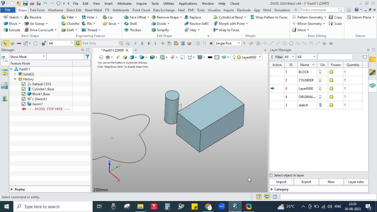 ZW3D LAYER SETTING  LAYER MANAGER