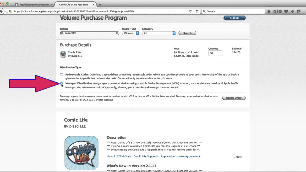 Apple Configurator 2 - VPP - Purchasing Paid apps for managed distribution.