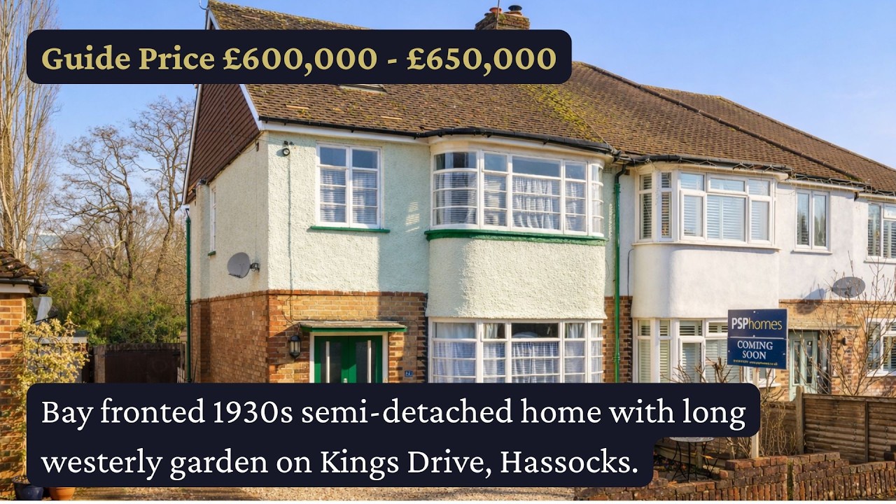 Bay fronted 1930s semi-detached home with glorious westerly garden on King's Drive, Hassocks