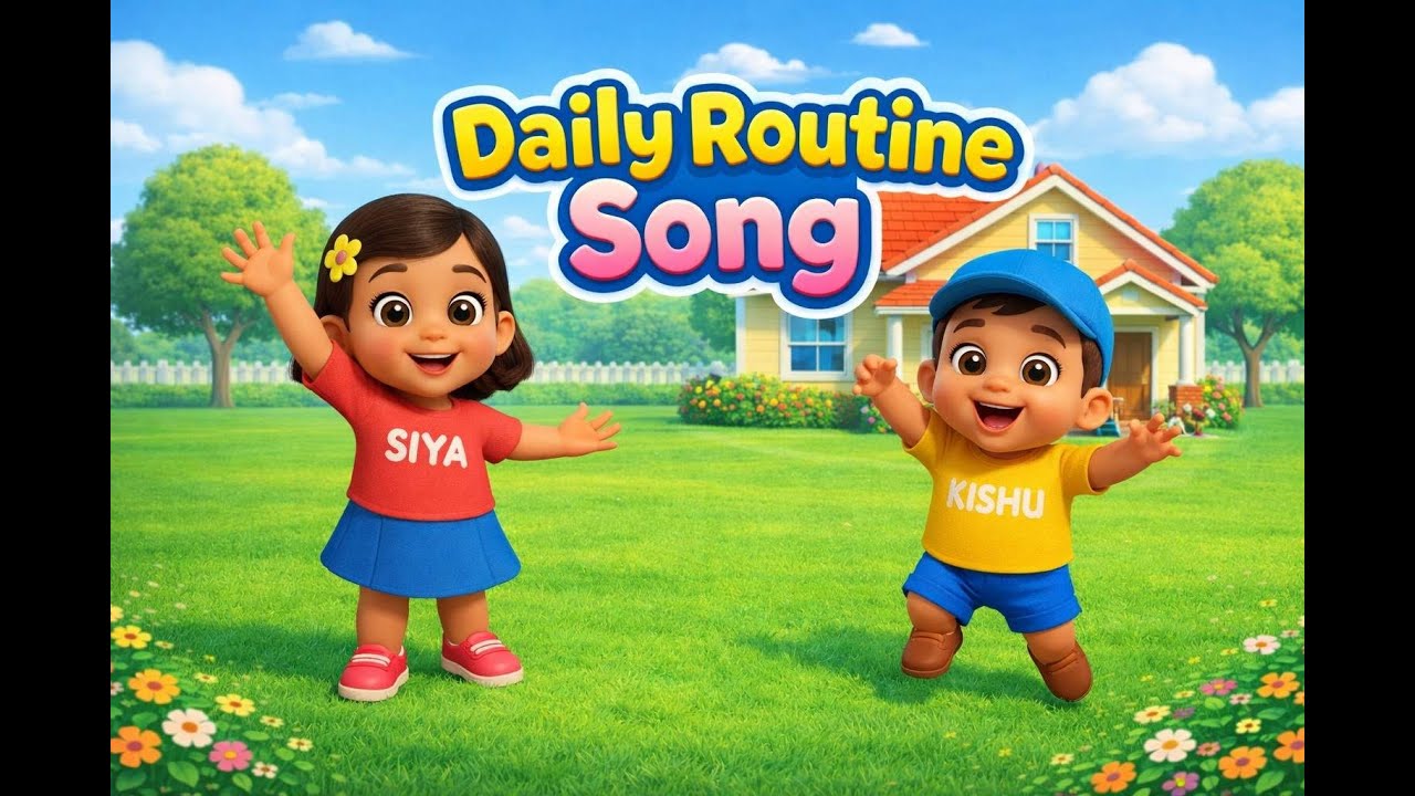 Daily Routine Song for Kids 👶🌞 | Siya & Kishu Morning to Night | Learn Habits with Music