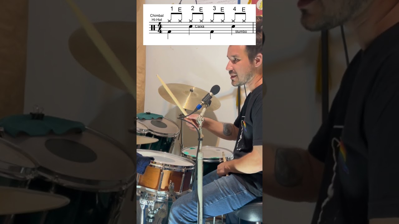Ritmo básico da bateria. Video de apoio para alunos 