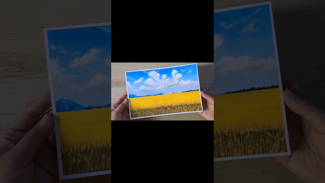 Drawing a Wheat Field with oil pastels | Scraping Technique 