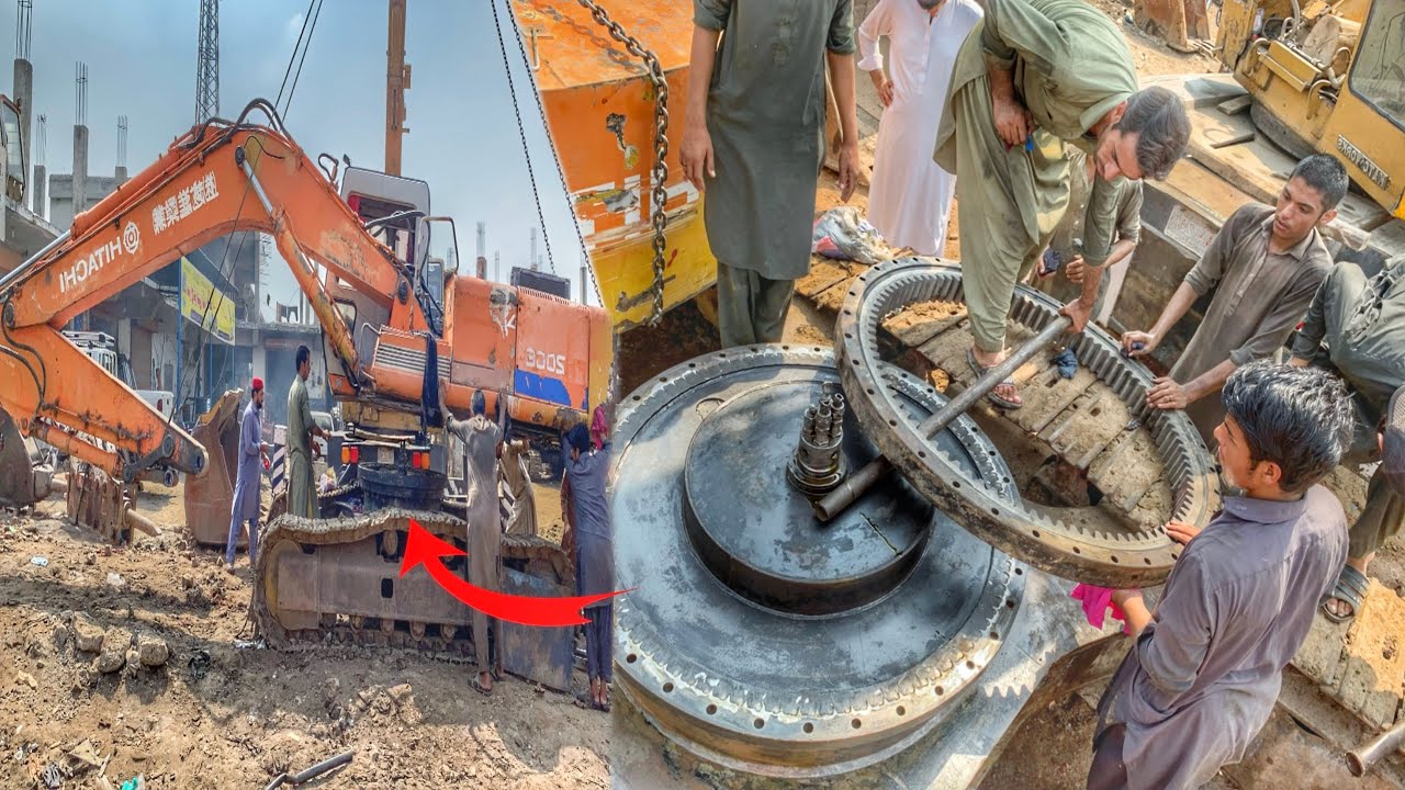 Amazing Technique of Hitachi Excavator Swing Bearing Replacement #Slewing Ring #Complete Process