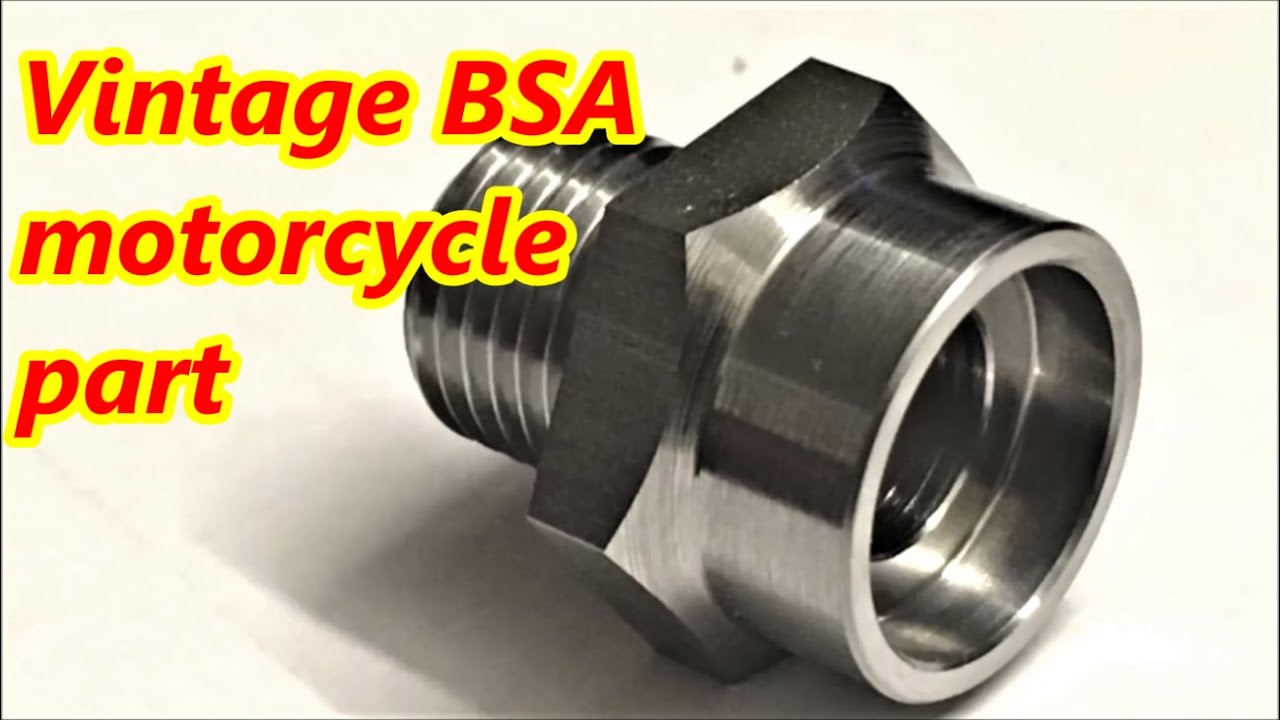 Vintage BSA motor cycle part made from Hex S1214. CNC lathe threading and boring