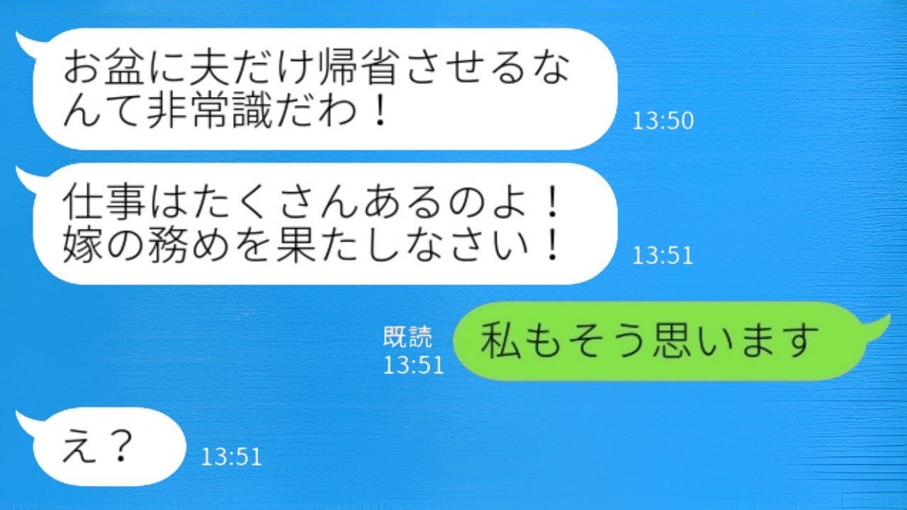 義母から突然の激怒の連絡「夫だけ実家に帰るつもりなの？嫁としての役割を果たして！」私「私もそう感じます」→嫁が自ら離婚を申し出た結果www