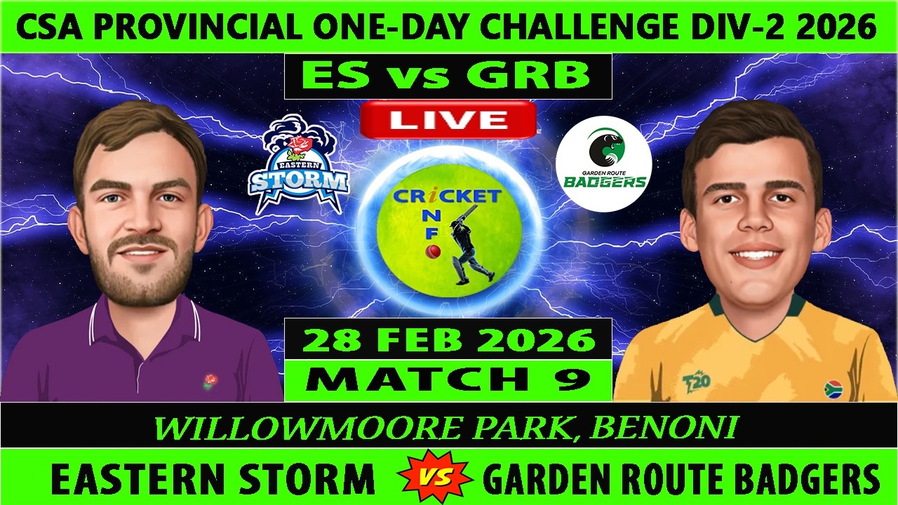 Eastern Storm vs Garden Route Badgers | ES vs RNO | 9th Match of CSA DIV-2 2026 | RNO vs ES