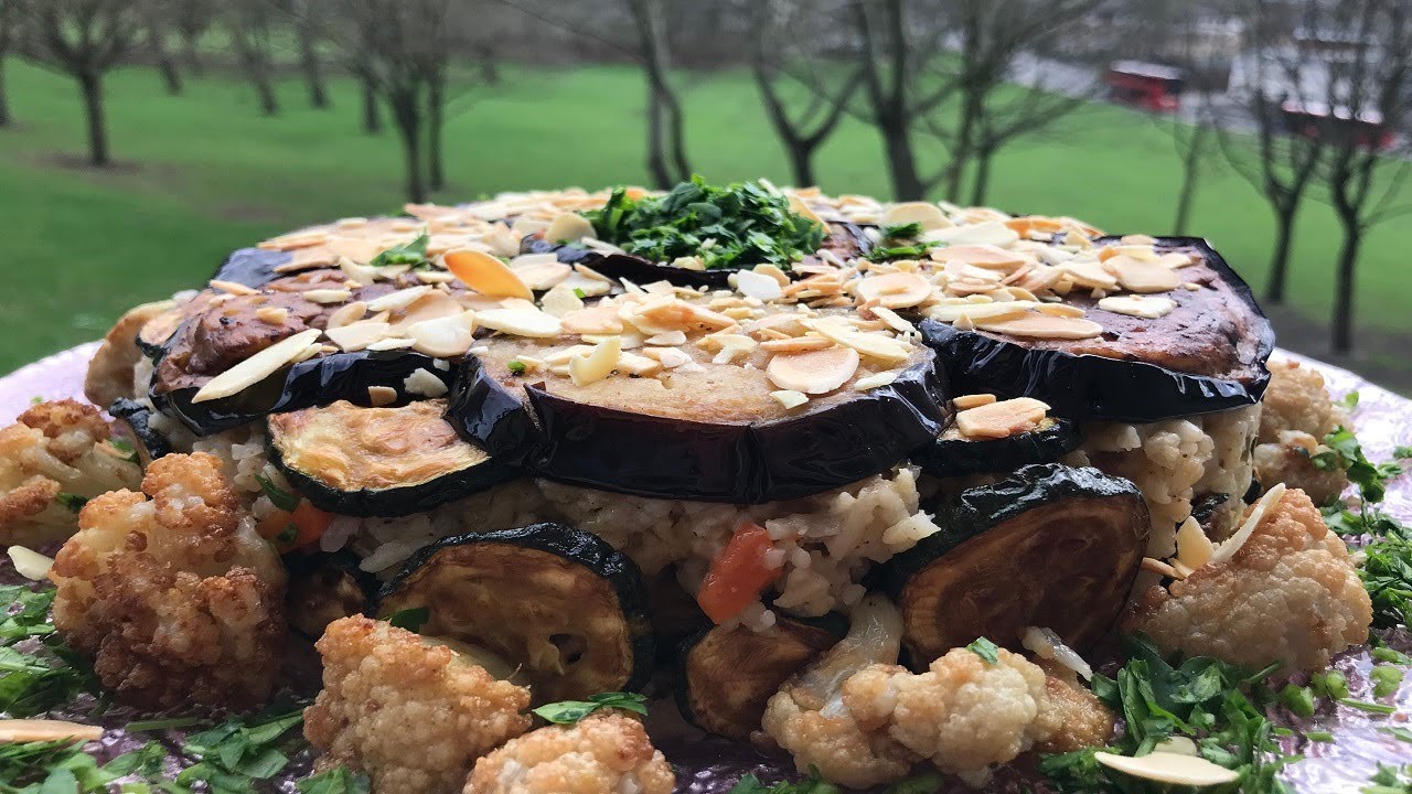 Vegetarian Maklouba - Vegan recipe - مقلوبة بالخضار بطريقة سهلة