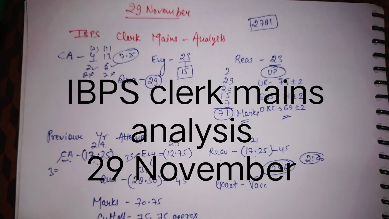 IBPS clerk Mains analysis and comparison with previous year attempt and marks ..!! Expected cutoff??