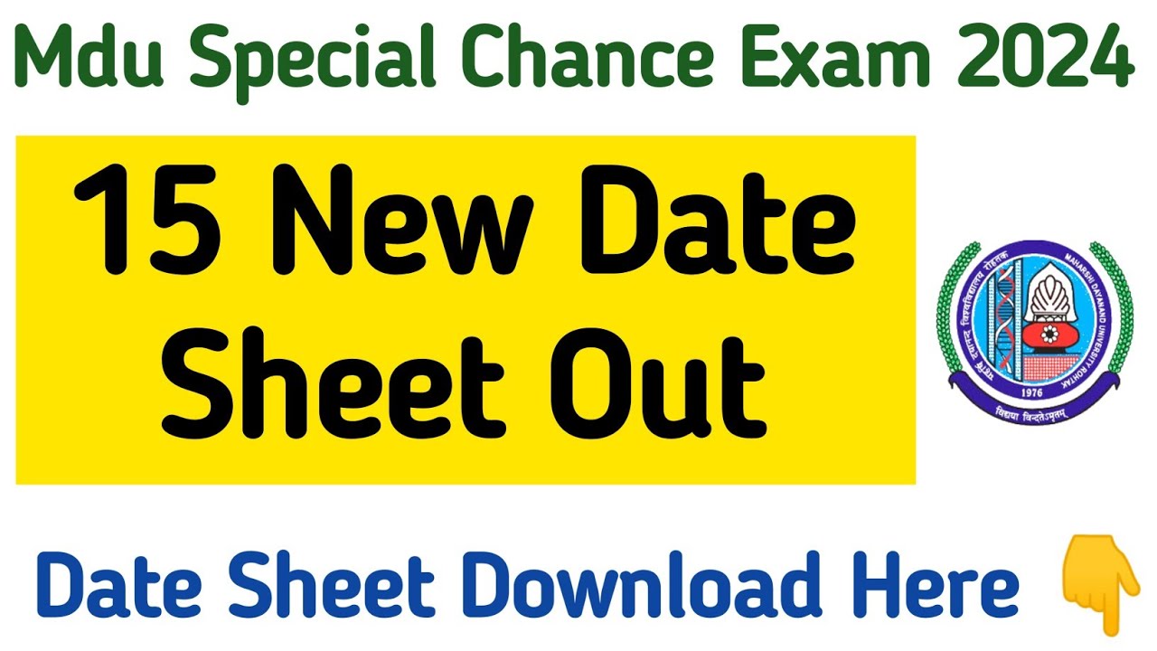 Mdu Bsc Special Chance Exam Date Sheet Out 2024 | Mdu Distance Mercy Chance Exam date Sheet 2024