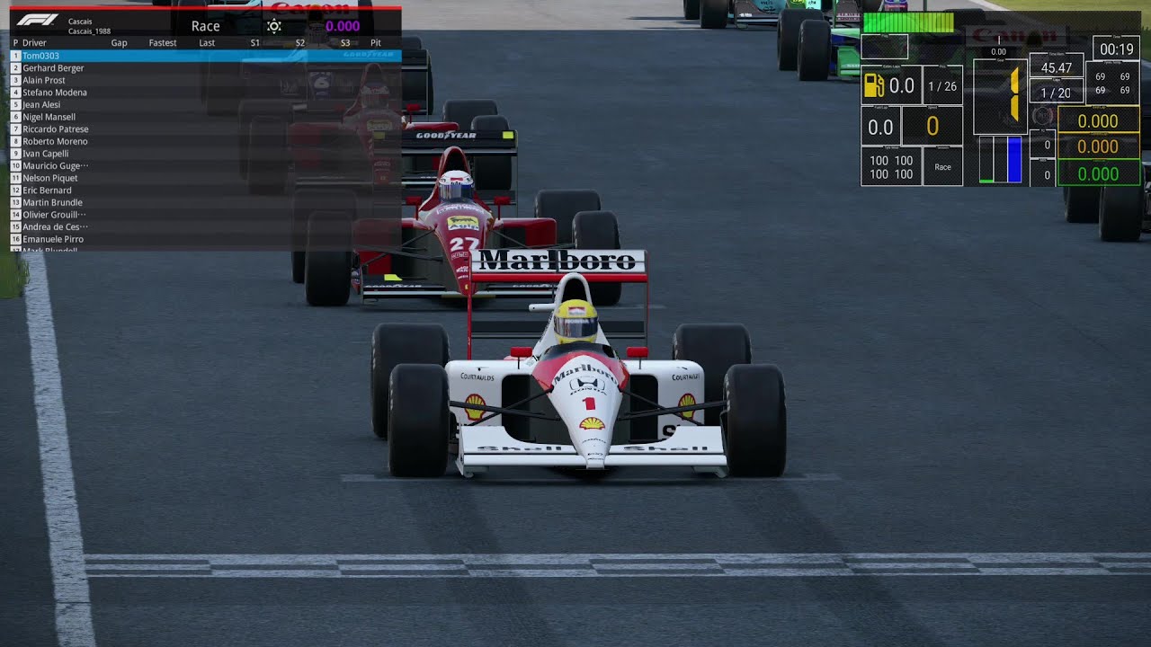 automobilista2 V1.5.6 MP4/6 MOD 1991 F1 Portugal GP race 20 laps TYRE WEAR×4 FUEL USACE×3 Slick C