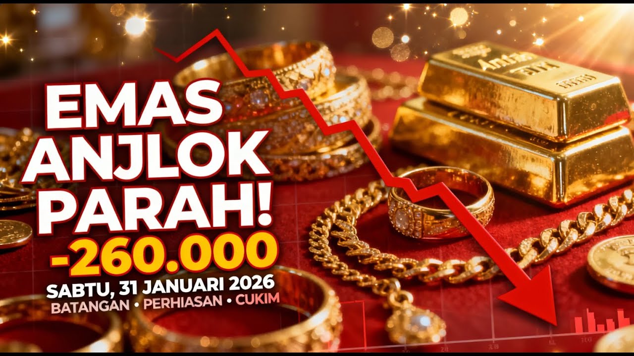 HARGA EMAS HARI INI SABTU 31 JANUARI 2026 EMAS ANTAM ANJLOK, UPDATE LENGKAP BATANGAN & PERHIASAN