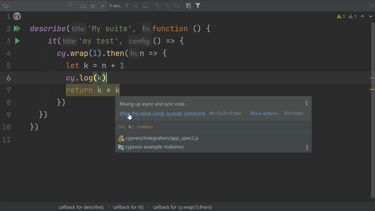 Code inspection for detecting the 'Mixing up async and sync' error