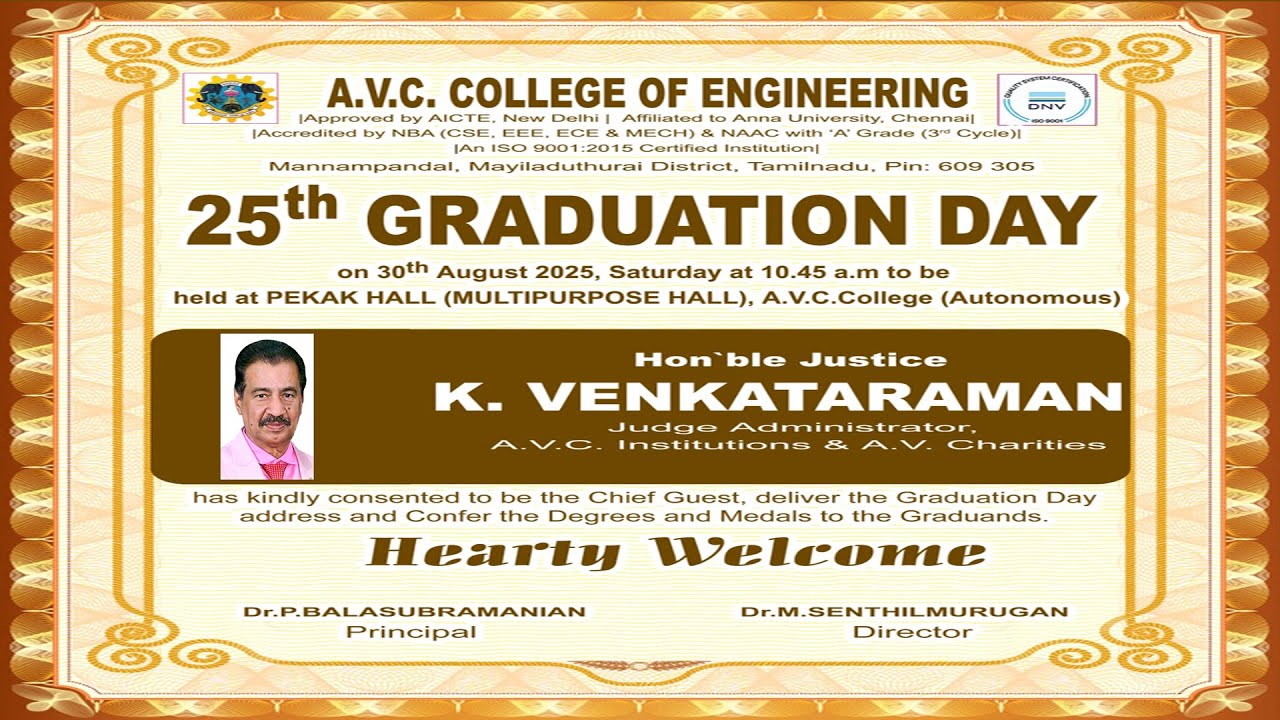 25th GRADUATION DAY A.V.C. COLLEGE OF ENGINEERING