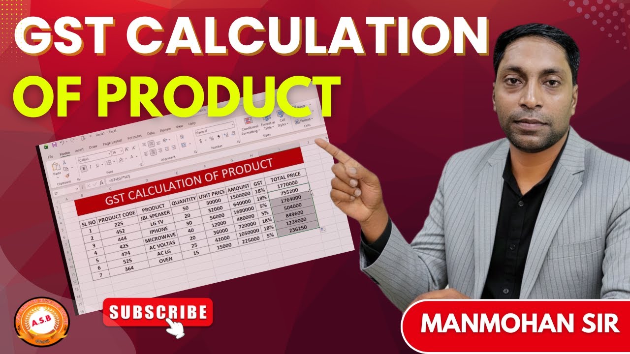 How to Calculate GST on Products | Excel GST Calculation Tutorial