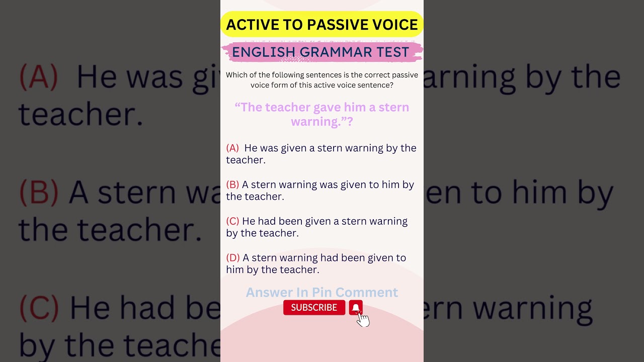 Active and Passive Voice in English | Learn with Quiz Questions and Answers