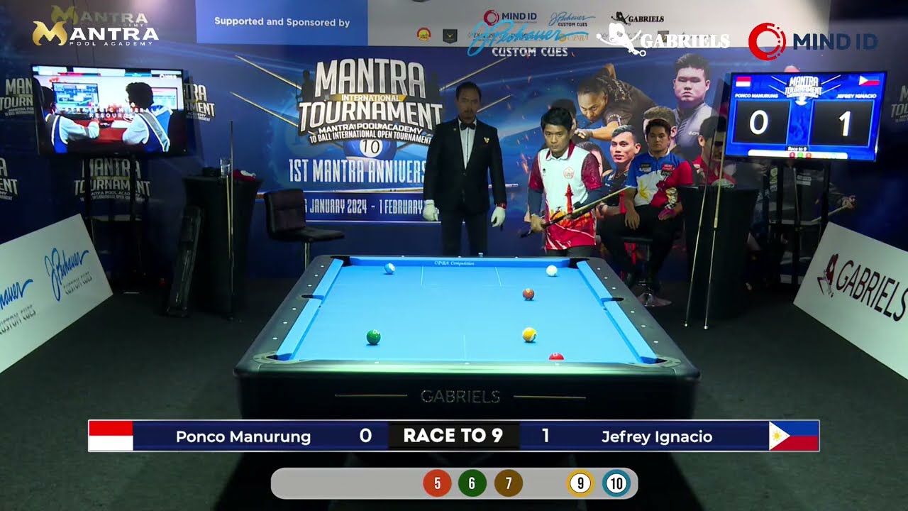 PONCO MANURUNG vs JEFREY IGNACIO ( RACE TO 9 )( MANTRA 10 BALL INTERNATIONAL OPEN TOURNAMENT)