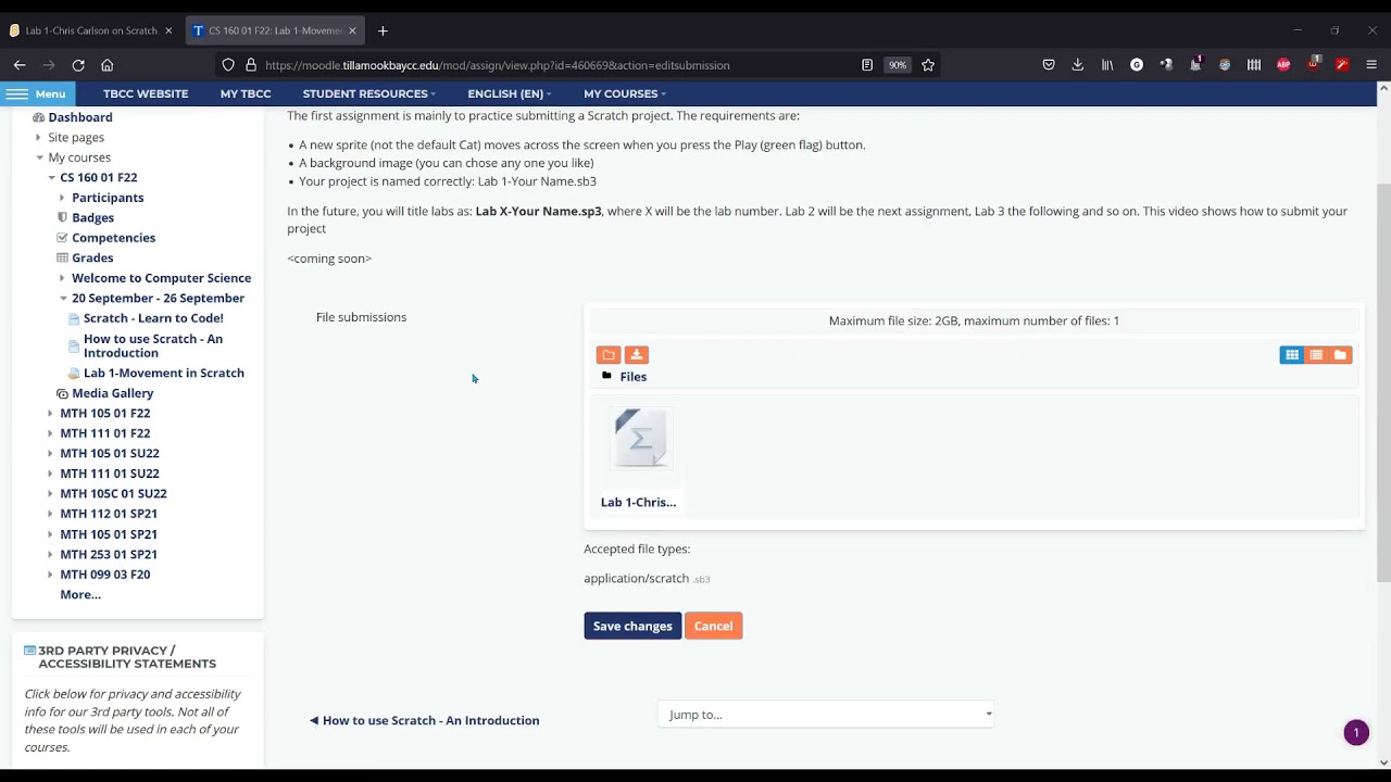 How to submit a Scratch Lab in Moodle