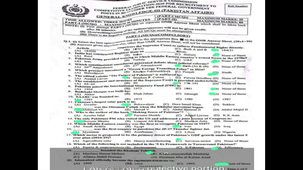 CSS Pakistan Affairs paper solved 2026