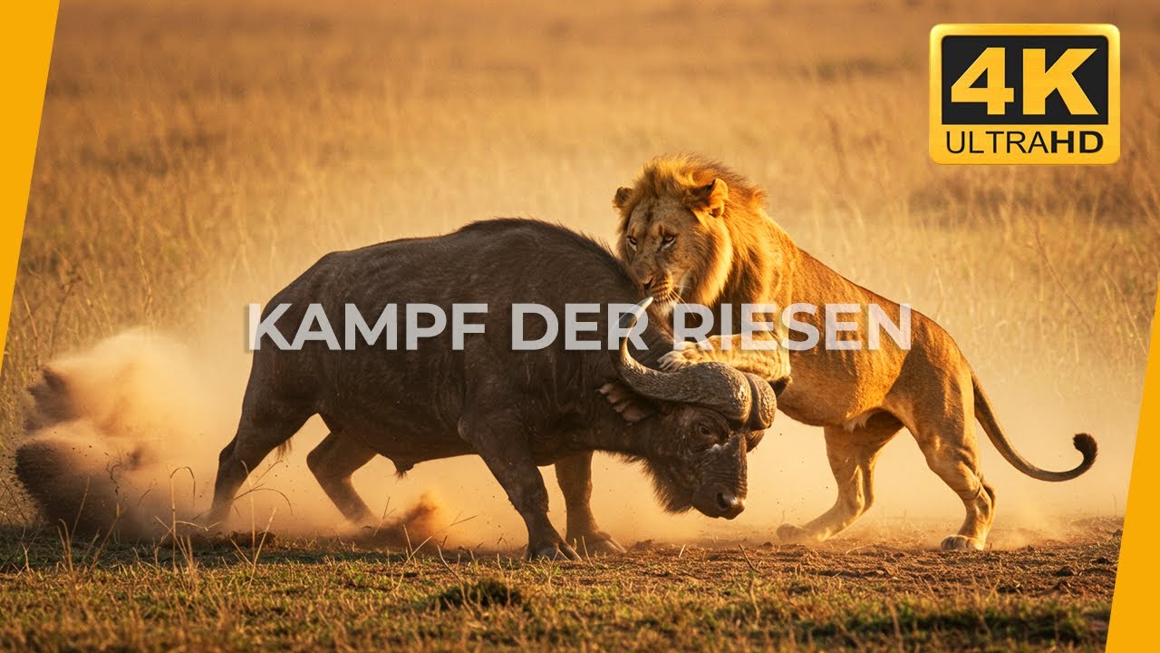 K&Ouml;NIGE DER SAVANNE 4K | L&ouml;wenkampf gegen den w&uuml;tenden B&uuml;ffel | Natur & Ruhe 4K