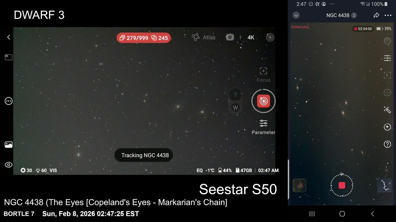 NGC 4438 (The Eyes [Copeland's Eyes - Markarian's Chain] - Feb 8 2026 - Seestar S50 and Dwarf3