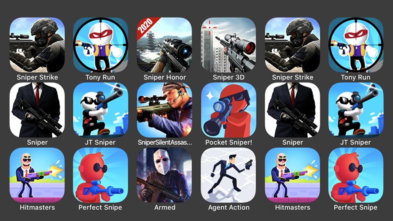 Sniper Strike, Tony Run, Sniper Honor, Sniper 3D, Sniper, JT Sniper, Sniper Silent Assassin...
