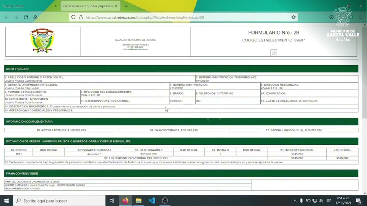 TUTORIAL DE ¿CÓMO PRESENTAR LAS DECLARACIONES DE ICA Y RETE ICA EN EL PORTAL WEB DE ZARZAL VALLE?