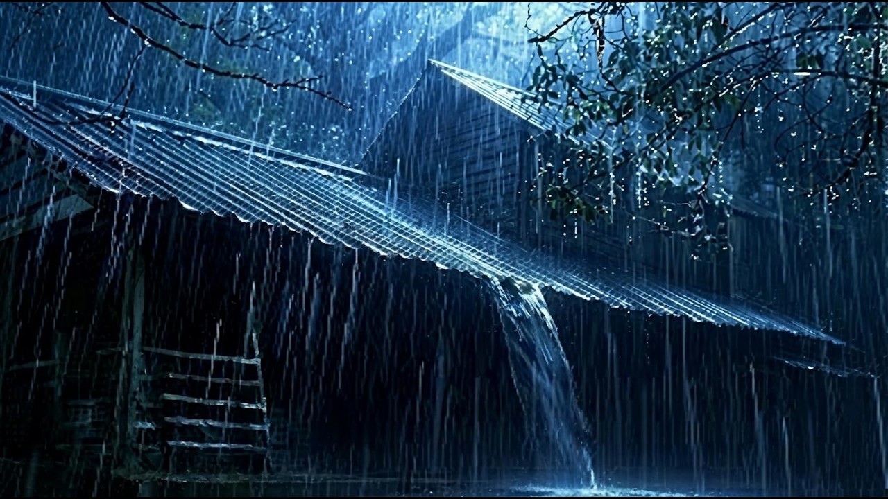 Heavy Rain Sounds for Deep Sleep – No Ads, Roof Rain All Night