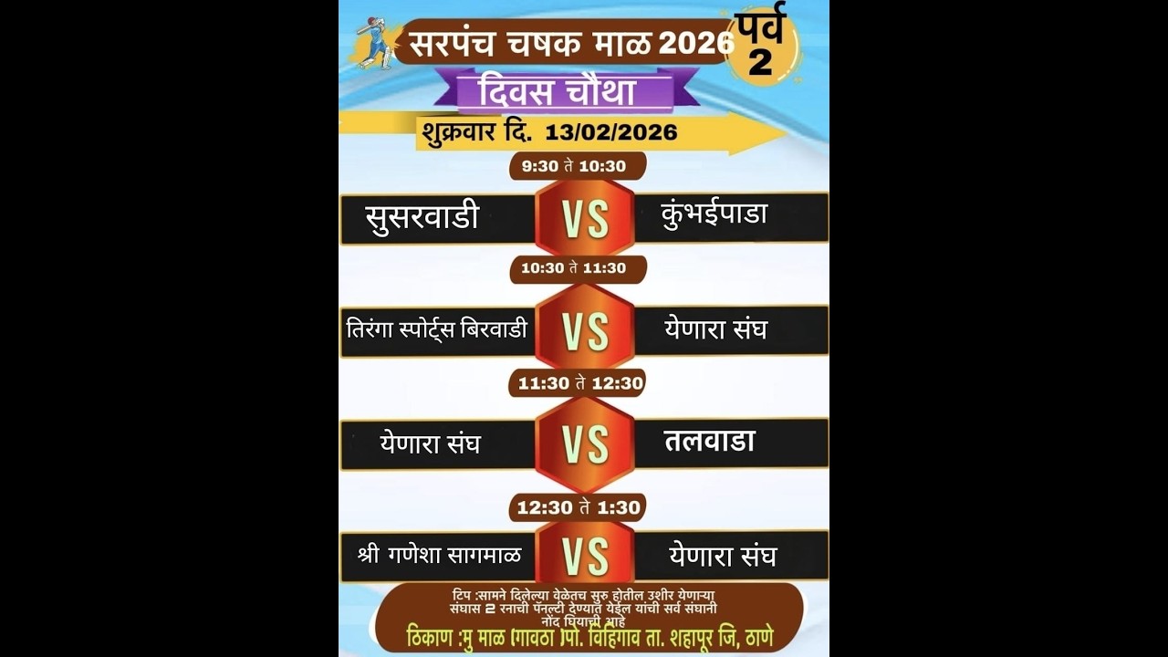 दिवस चौथा । सरपंच चषक माळ गावठा २०२६ | पर्व २ रे