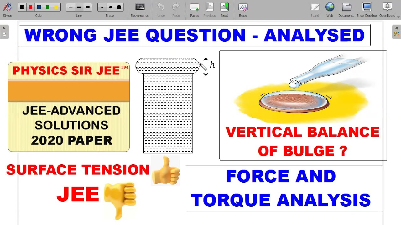 JEE ADVANCED 2020 SOLUTIONS | WRONG SURFACE TENSION PROBLEM FORCE AND TORQUE |ALPHA AND OMEGA SERIES