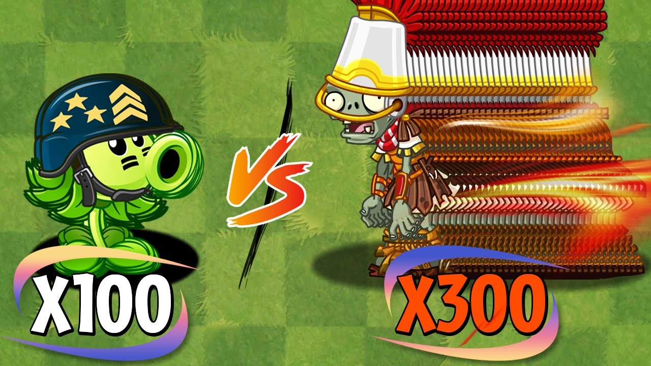 PVZ 2 Challenge - 100 Plants Max Level Vs 300 Zombies Level 6 Custom Speed - Who Will Win?
