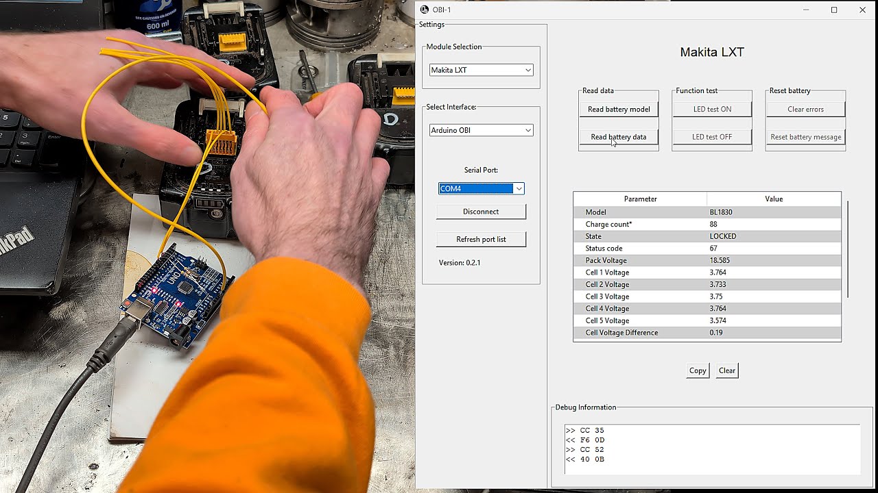 Makita - Open Battery Information - NOT resetting a battery