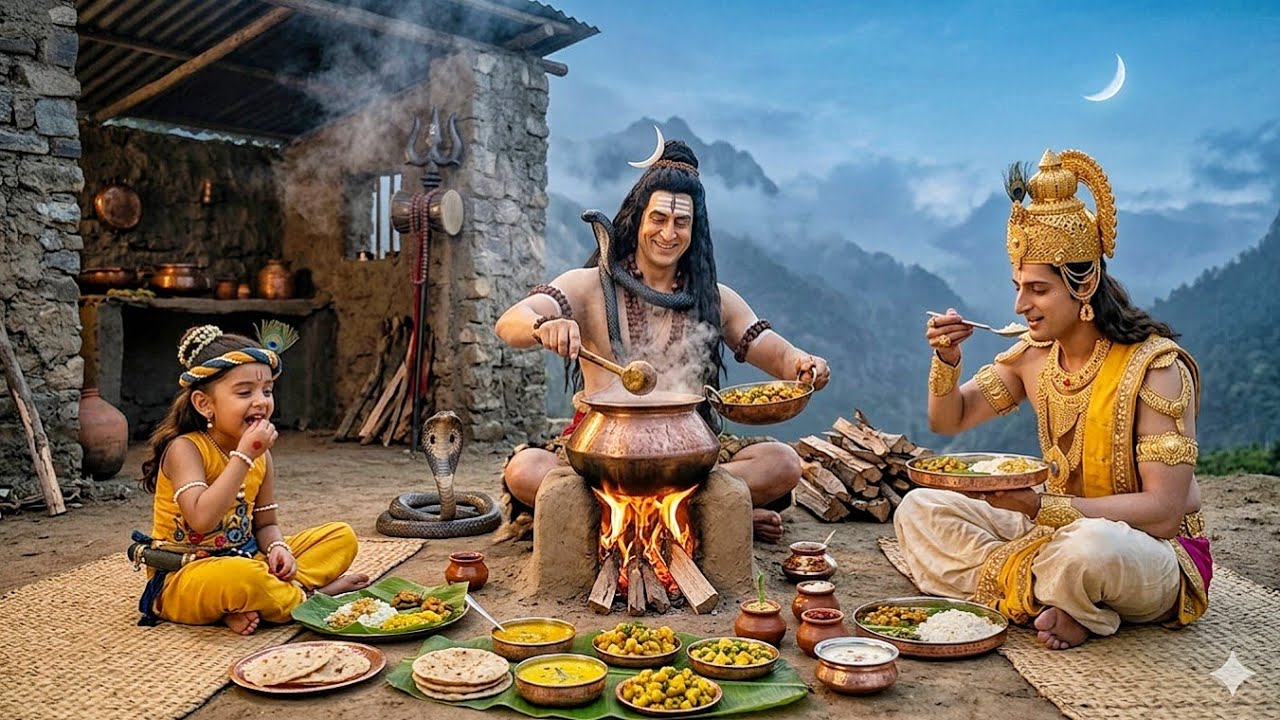 महादेव की दिव्य रसोइ | बाल कृष्ण और विष्णु जी ने किया दिव्य भोजन | यशोमती मैय्या के नंदलाला | Ymkn