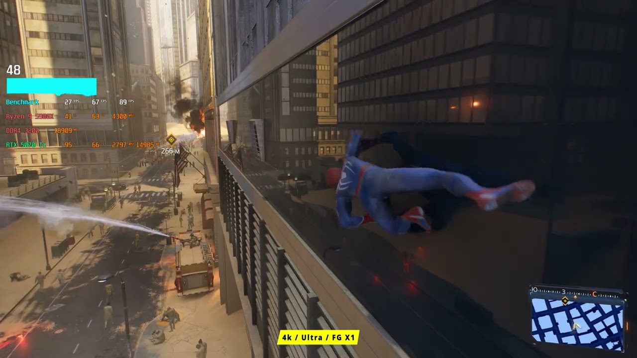 RTX 5070 Ti Тест FPS Native / DLSS / Frame Generator  Marvels Spider Man 2