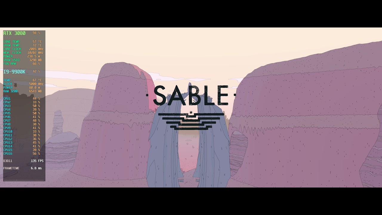 Sable: Asus 3080 TUF RTX OC 10GB  + 9900k intel + Ultra Wide 21:9 3440x1440.
