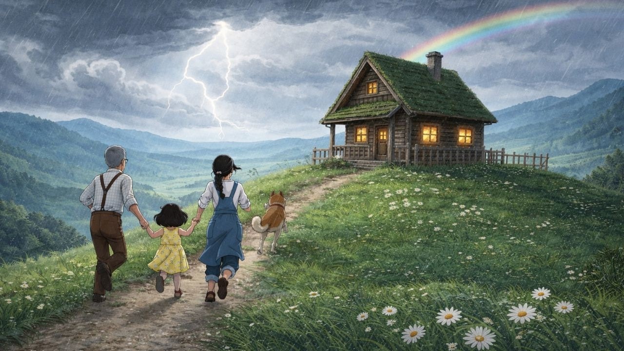 Stormy Hilltop Cottage 🌧️ Cozy Ghibli Cooking ASMR | Corn Soup & Omurice