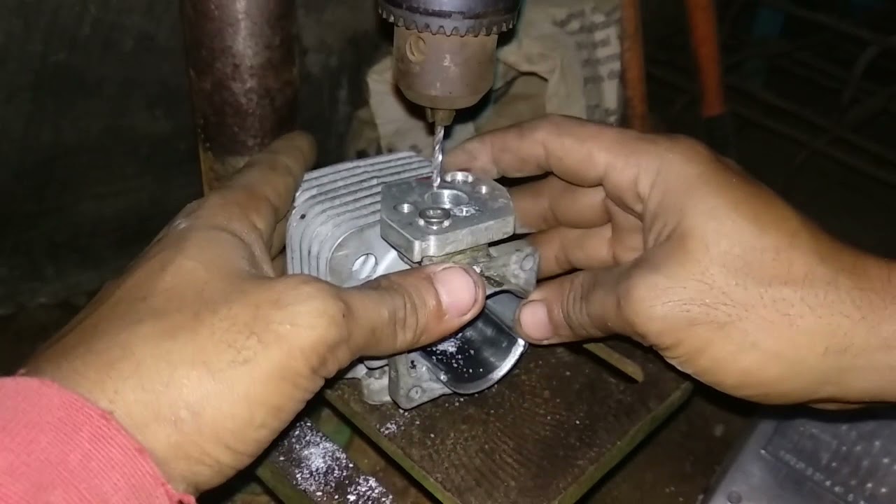 cara melubangi block mesin rumput biar bisa pake karbu gx35 atau walbro