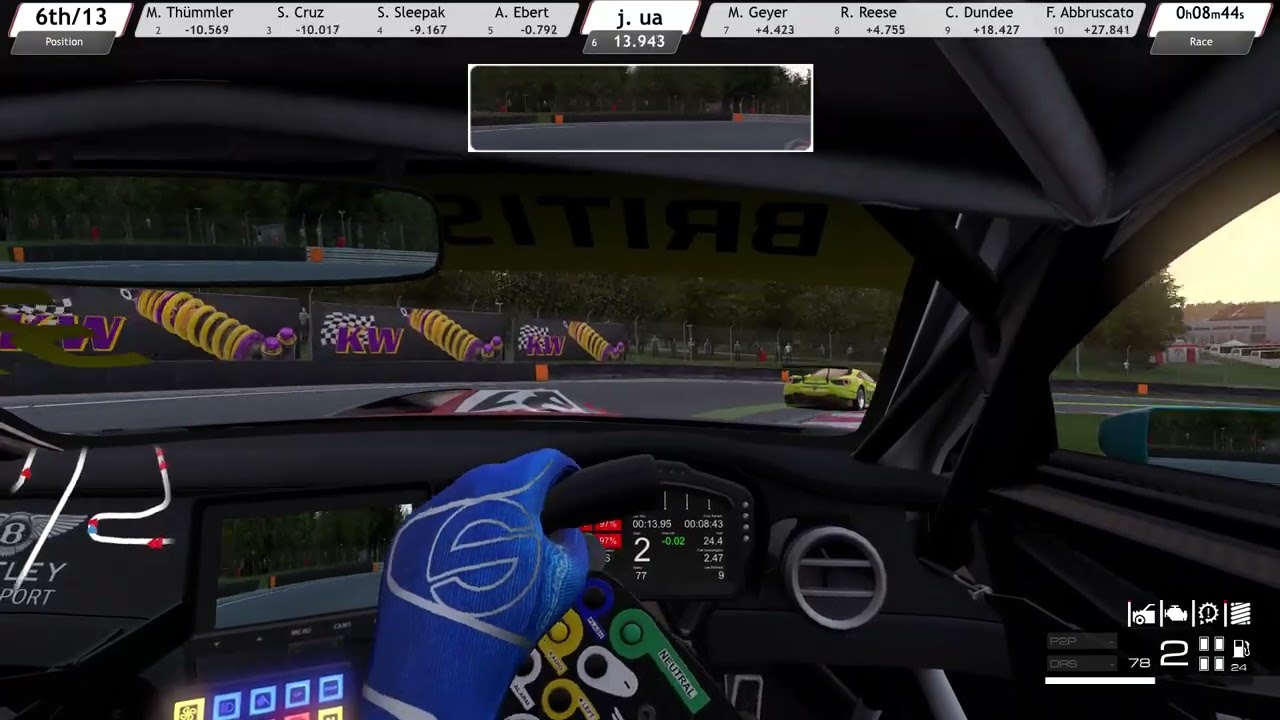 The new Bentley is out of luck RaceRoom Racing (Brands Hatch) daily race Bentley Continental GT3 EVO