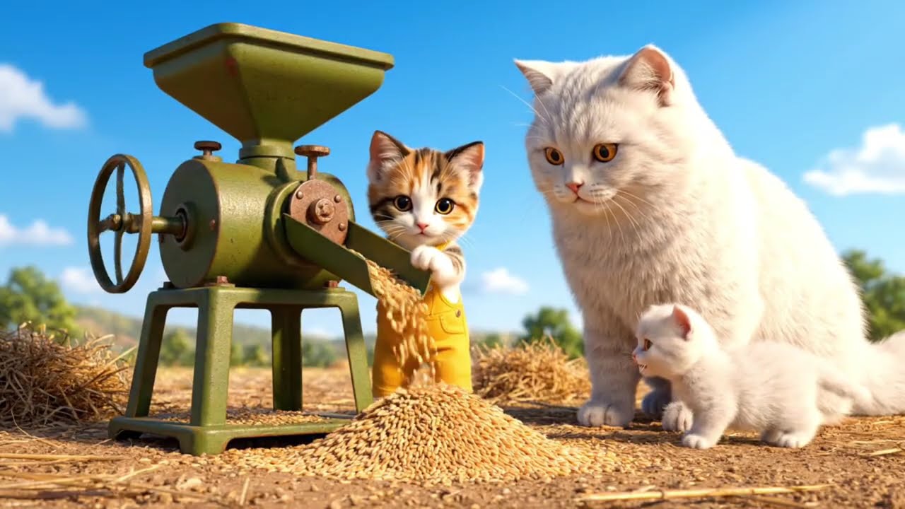 Mama Cat Trims Fur on the Farm and Makes Tiger Hat For Kittens At Home🐾🎩🐯