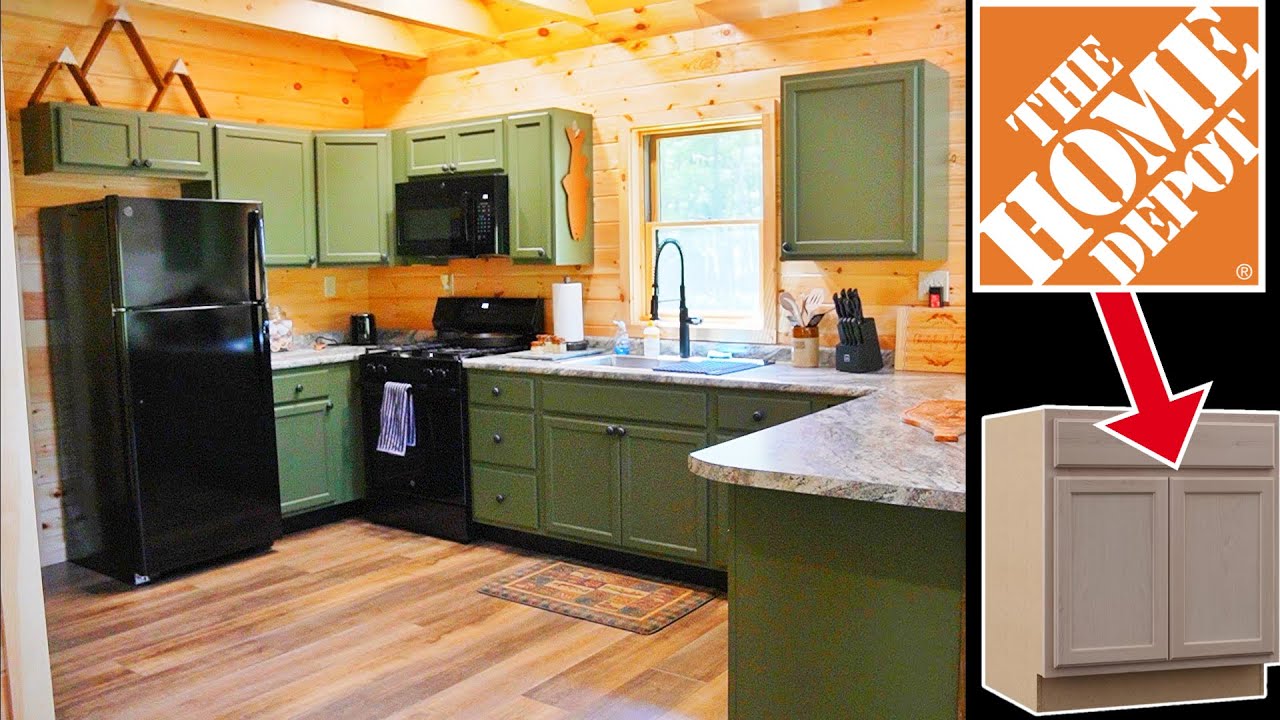 Turning Cheap HOME DEPOT CABINETS Into A Beautiful Kitchen - Cabin Build