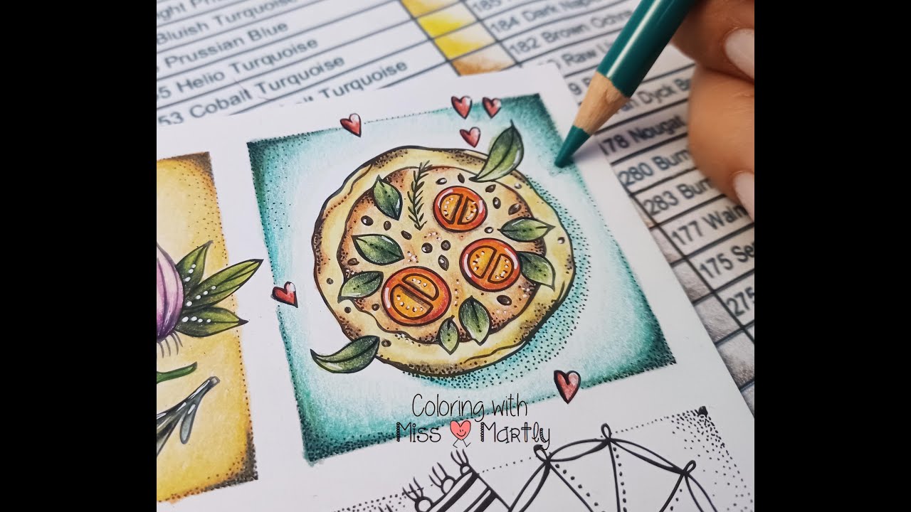 Coloring: Meine Reise durch Europa by Rita berman | Pizza with Polychromos