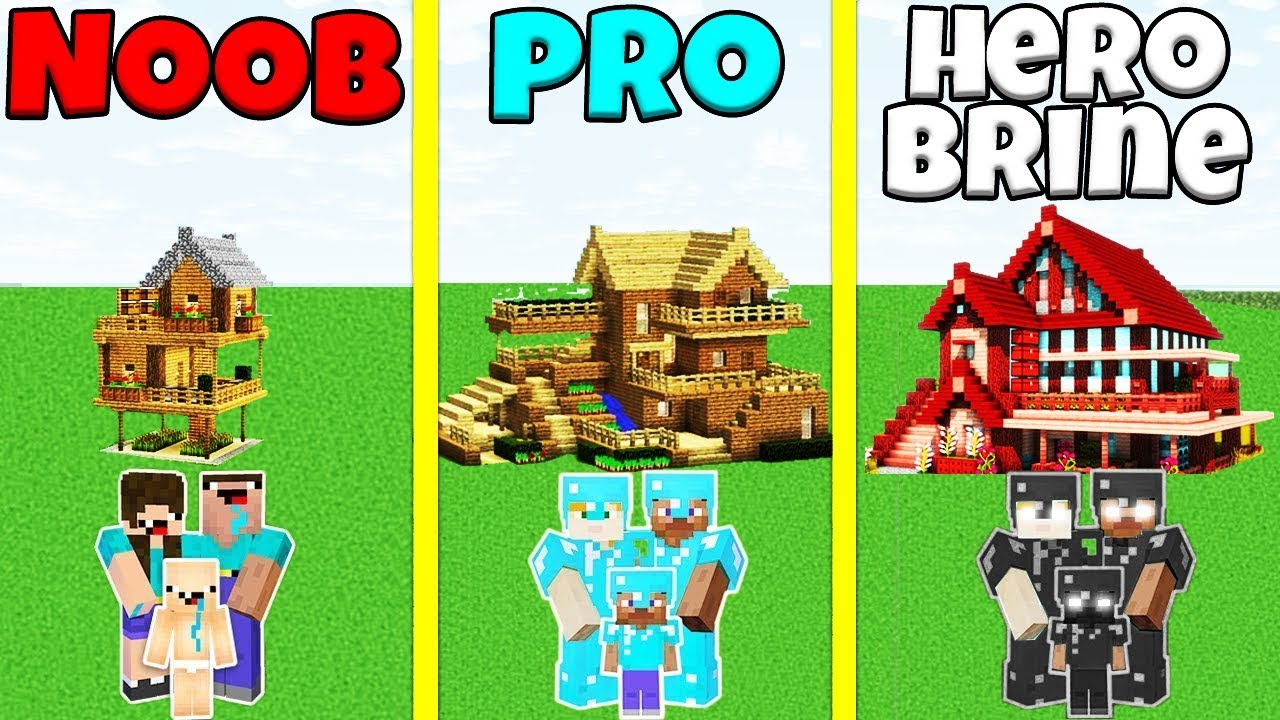 Майнкрафт Битва: НУБ vs ПРО vs ХИРОБРИН: СЕМЕЙНЫЙ ДОМ ДЛЯ ВЫЖИВАНИЯ ЧЕЛЛЕНДЖ / Анимация