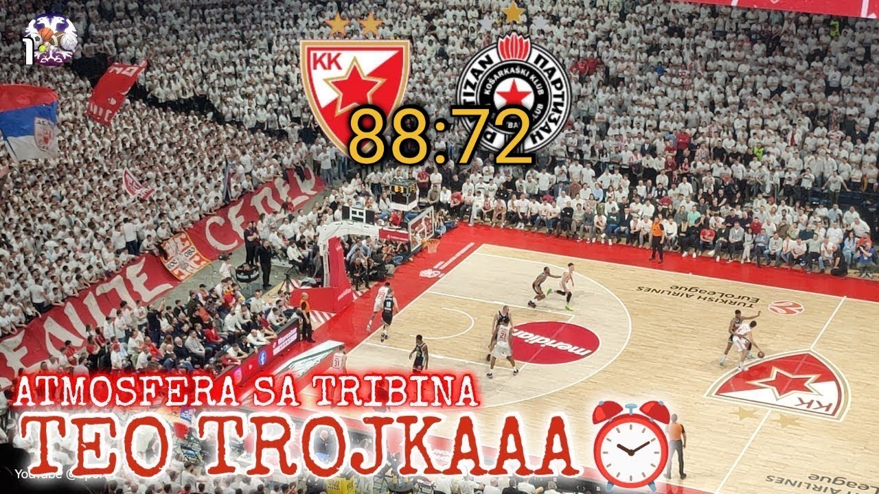 Crvena Zvezda Partizan - Teodosic trojka uz zvuk sirene na kraju poluvremena