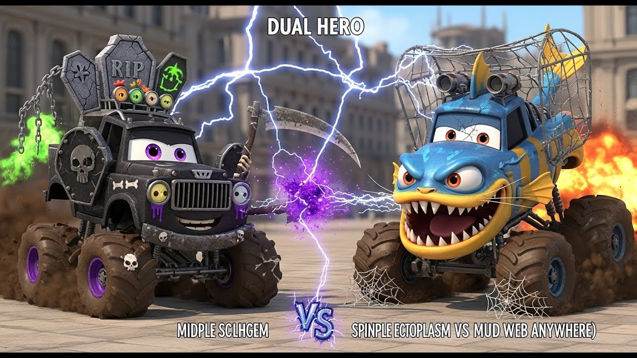 🦈 CATFISH CAR WEB! Gravedigger+Scorpion vs WHISKER CAGE!